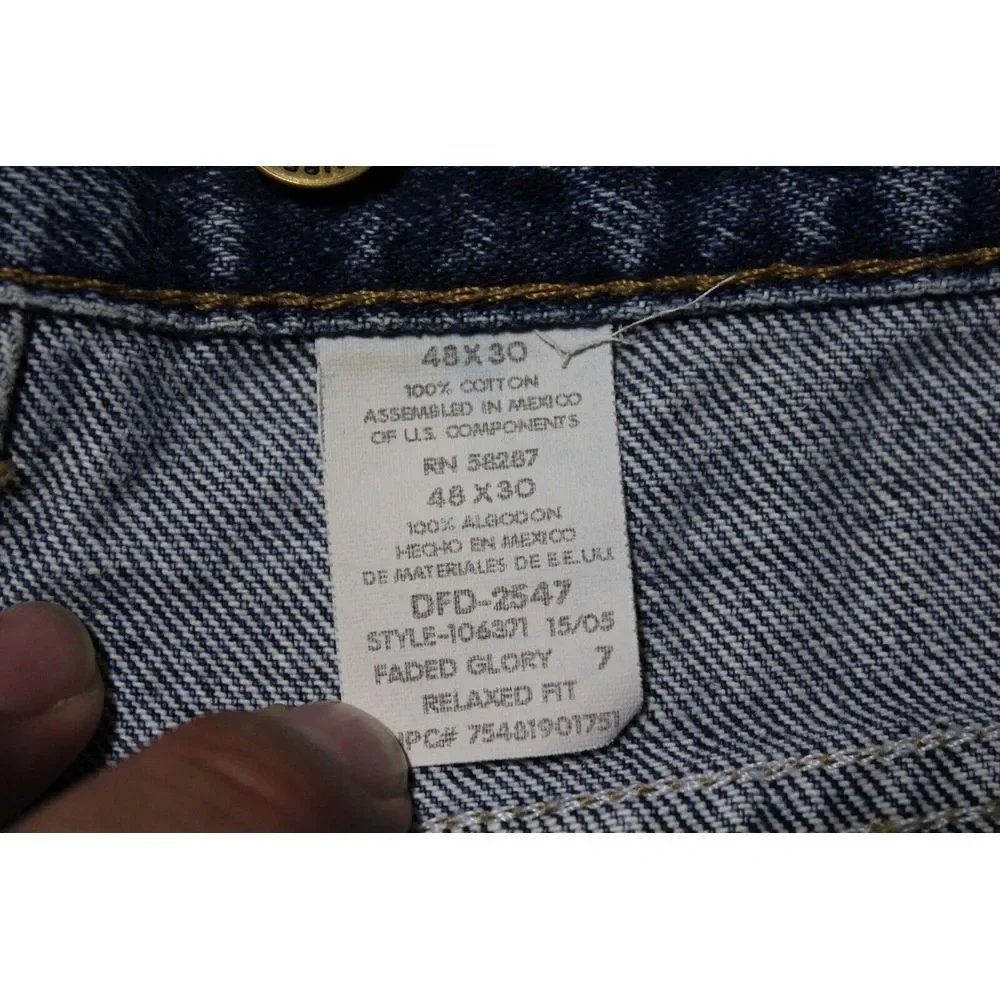 Vintage Faded Glory Men's 48x30 Relaxed Fit Straight Leg Denim Jeans Y2K‎ Baggy